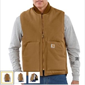 Carhartt Men's Large Outdoor Tan Sleeveless Rib Collar Full Zip Insulated Vest